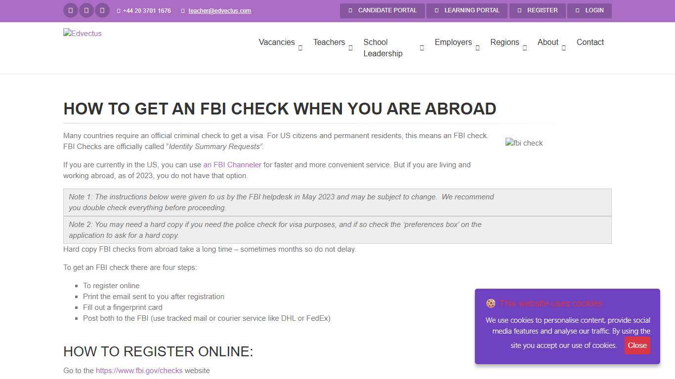 FBI checks when teaching abroad US teachers