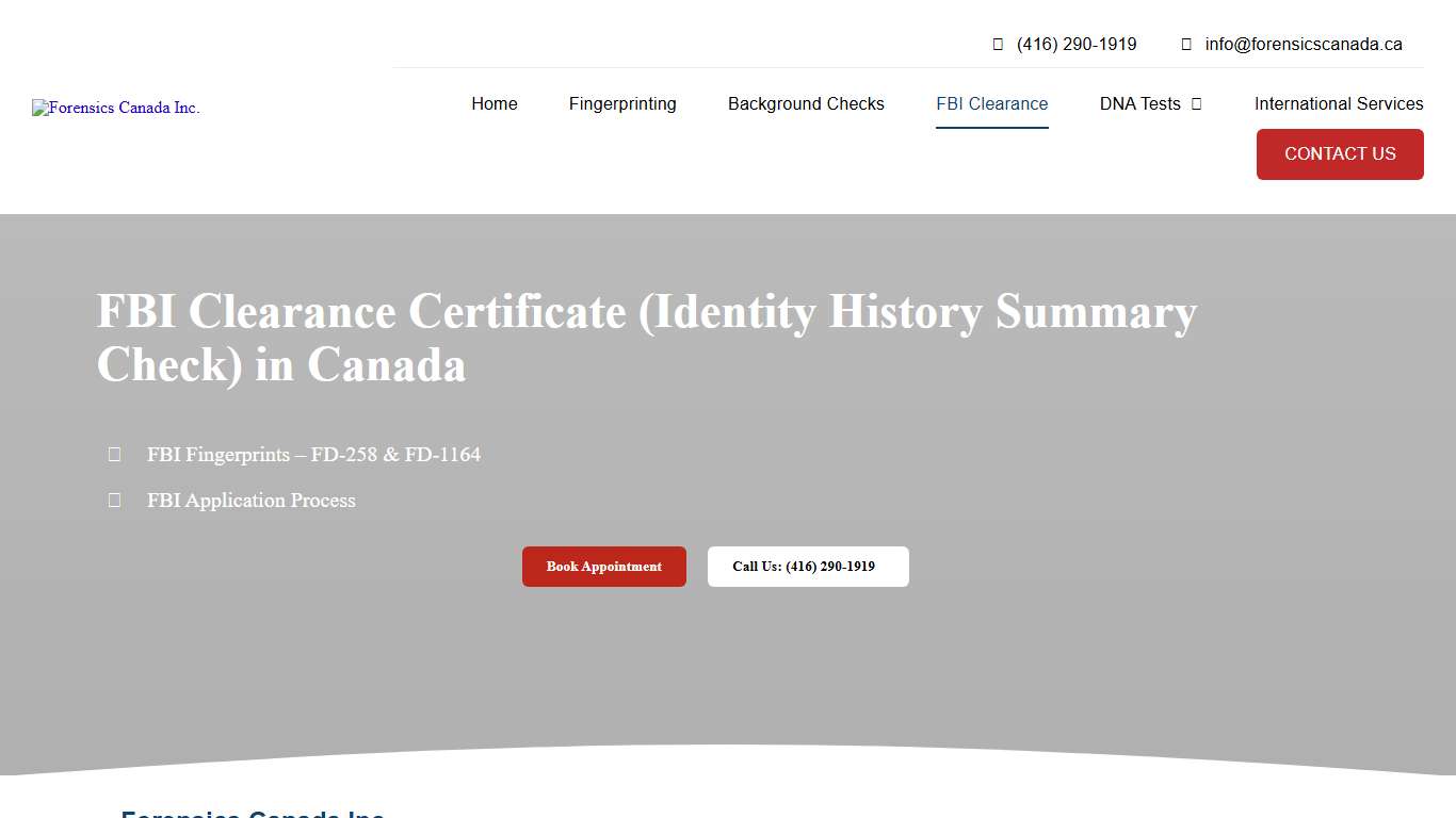 FBI Clearance Toronto Identity History Summary Check USA